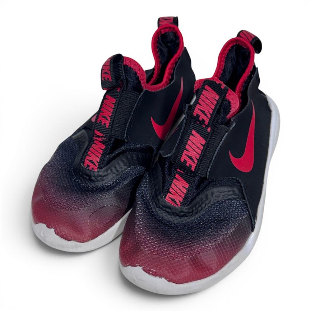 Nike Flex Runner Slip-On Running Shoes – Black/University Red – Kids Size 11.5C